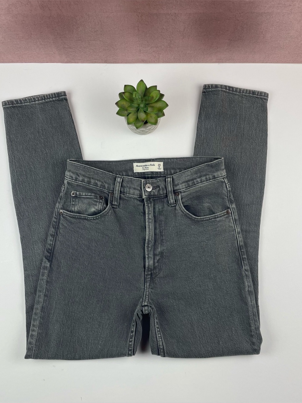 Abercrombie & Fitch Gray The Skinny High Rise Denim Jeans Women Size 25 Size 0